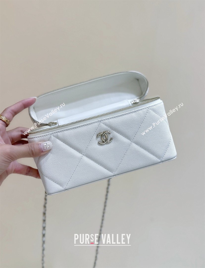 Chanel Grained Shiny Calfskin Vanity Case with Top Handle AP4936 White 2026 Top Quality (SHUNY-26040814)