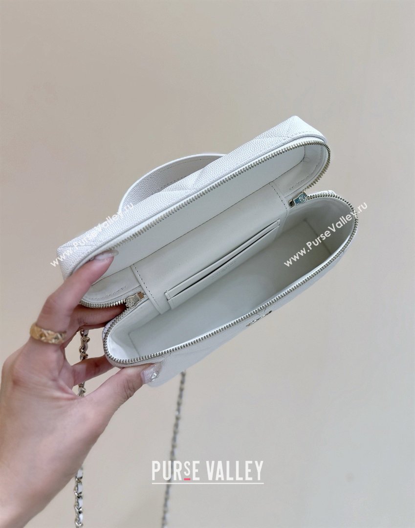 Chanel Grained Shiny Calfskin Vanity Case with Top Handle AP4936 White 2026 Top Quality (SHUNY-26040814)