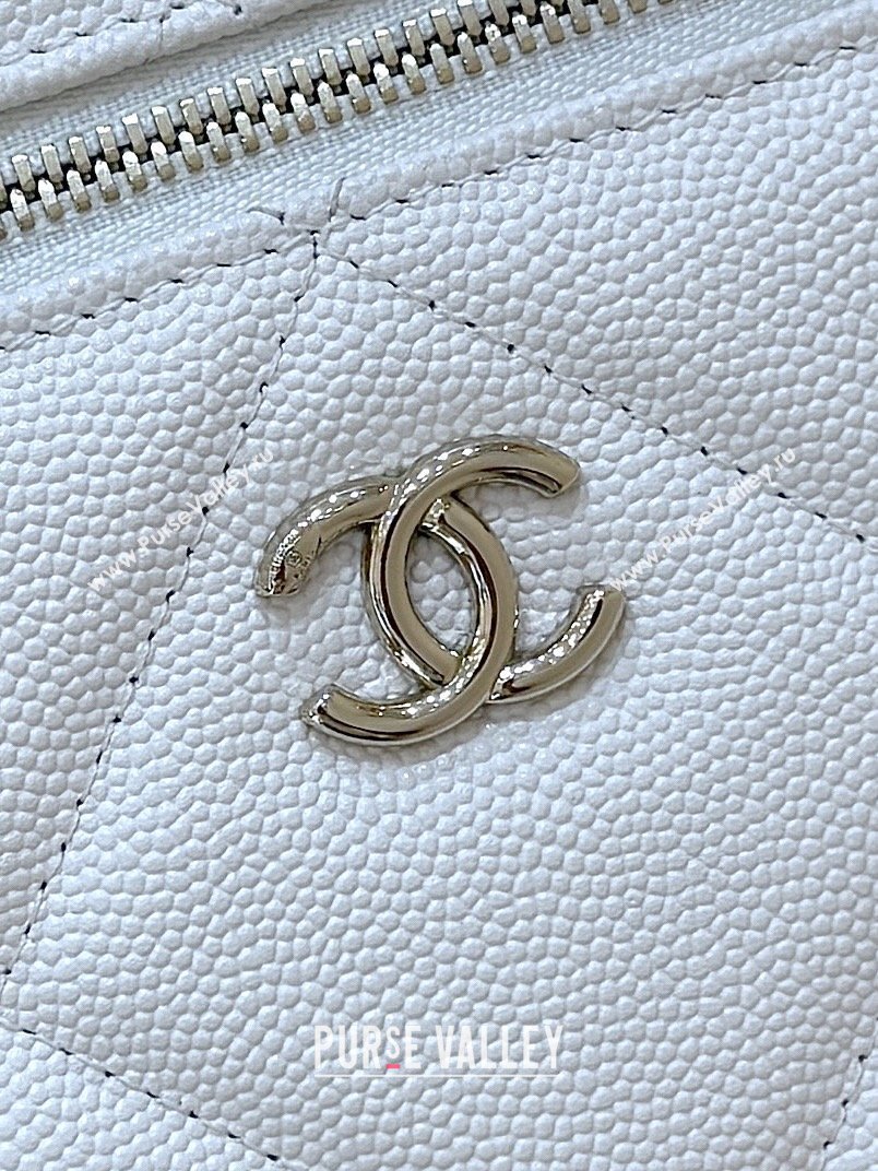 Chanel Grained Shiny Calfskin Vanity Case with Top Handle AP4936 White 2026 Top Quality (SHUNY-26040814)