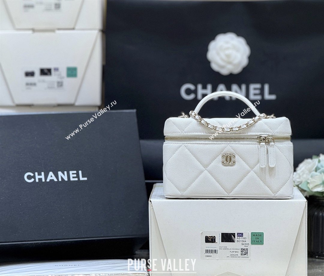 Chanel Grained Shiny Calfskin Vanity Case with Top Handle AP4936 White 2026 Top Quality (SHUNY-26040814)