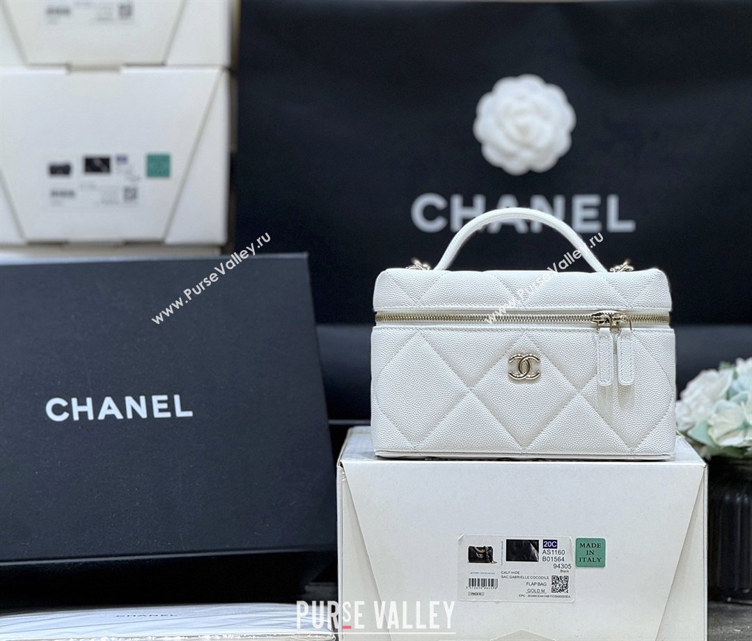 Chanel Grained Shiny Calfskin Vanity Case with Top Handle AP4936 White 2026 Top Quality (SHUNY-26040814)