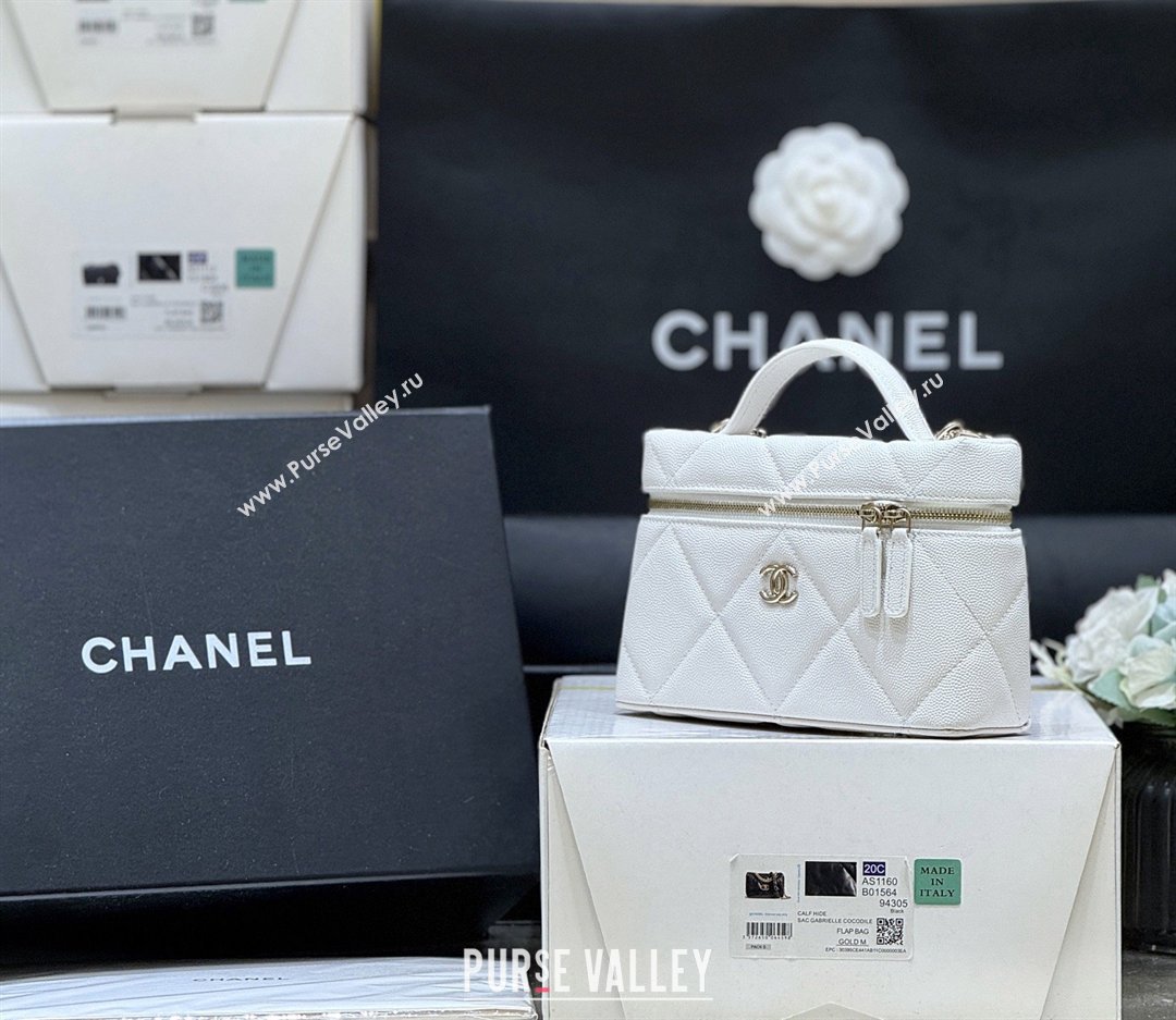 Chanel Grained Shiny Calfskin Vanity Case with Top Handle AP4936 White 2026 Top Quality (SHUNY-26040814)