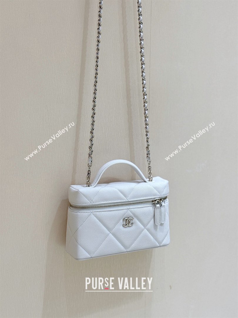 Chanel Grained Shiny Calfskin Vanity Case with Top Handle AP4936 White 2026 Top Quality (SHUNY-26040814)