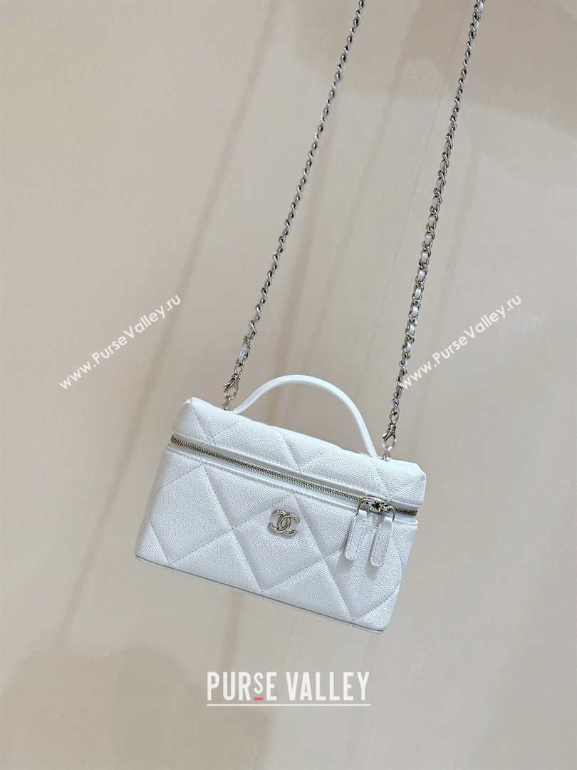 Chanel Grained Shiny Calfskin Vanity Case with Top Handle AP4936 White 2026 Top Quality (SHUNY-26040814)