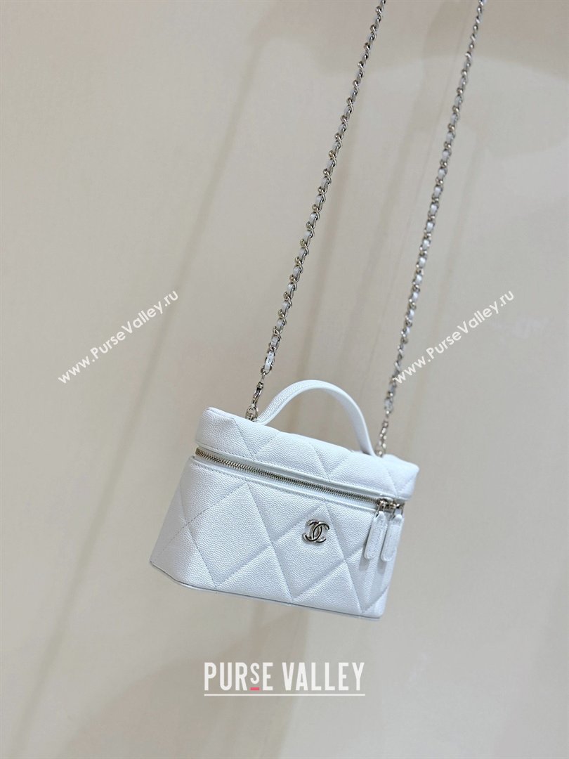 Chanel Grained Shiny Calfskin Vanity Case with Top Handle AP4936 White 2026 Top Quality (SHUNY-26040814)