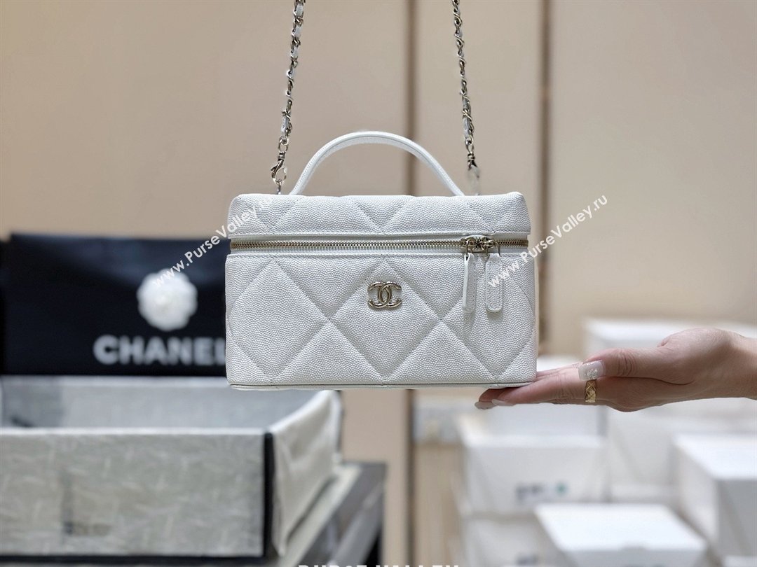 Chanel Grained Shiny Calfskin Vanity Case with Top Handle AP4936 White 2026 Top Quality (SHUNY-26040814)