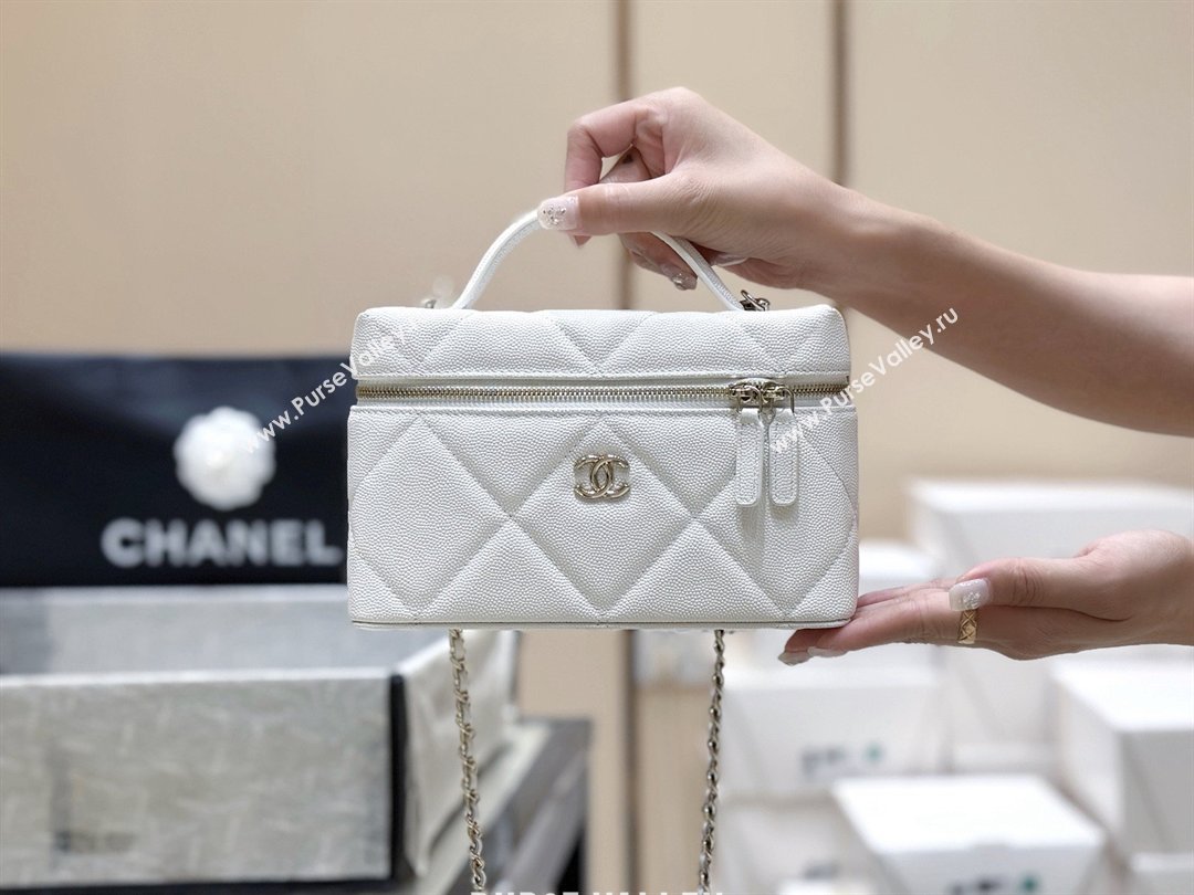 Chanel Grained Shiny Calfskin Vanity Case with Top Handle AP4936 White 2026 Top Quality (SHUNY-26040814)