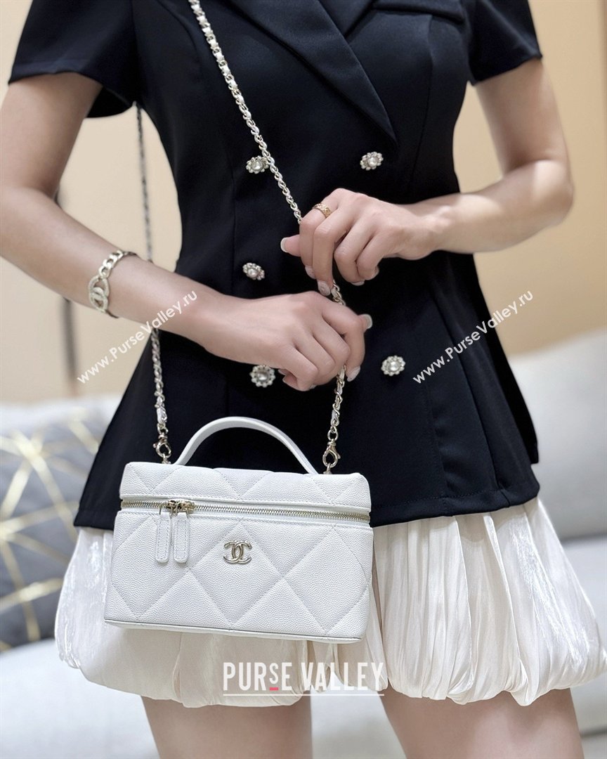 Chanel Grained Shiny Calfskin Vanity Case with Top Handle AP4936 White 2026 Top Quality (SHUNY-26040814)