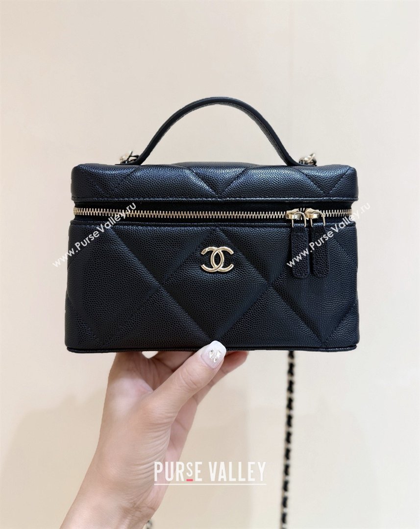Chanel Grained Shiny Calfskin Vanity Case with Top Handle AP4936 Black 2026 Top Quality (SHUNY-26040815)