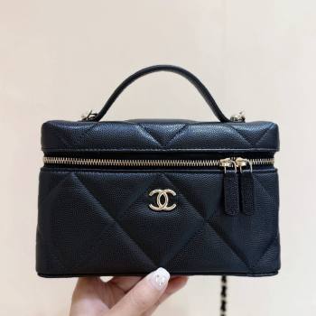 Chanel Grained Shiny Calfskin Vanity Case with Top Handle AP4936 Black 2026 Top Quality (SHUNY-26040815)