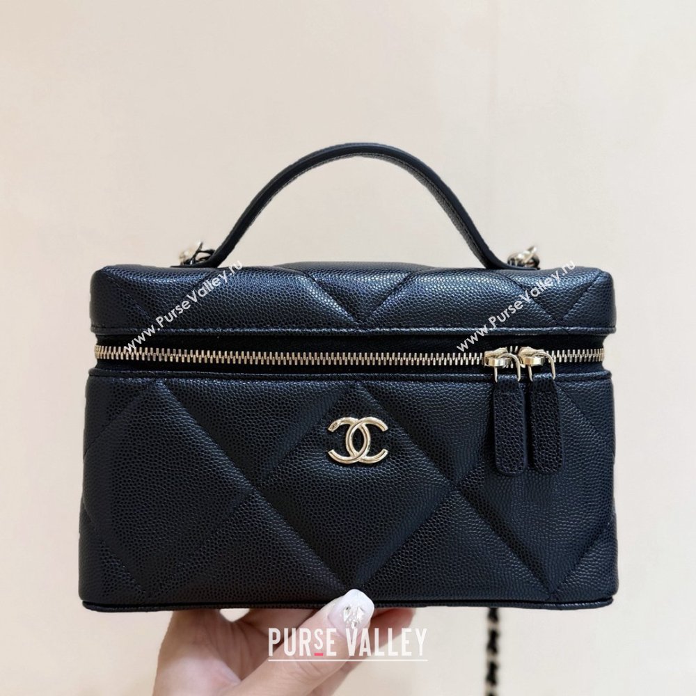 Chanel Grained Shiny Calfskin Vanity Case with Top Handle AP4936 Black 2026 Top Quality (SHUNY-26040815)