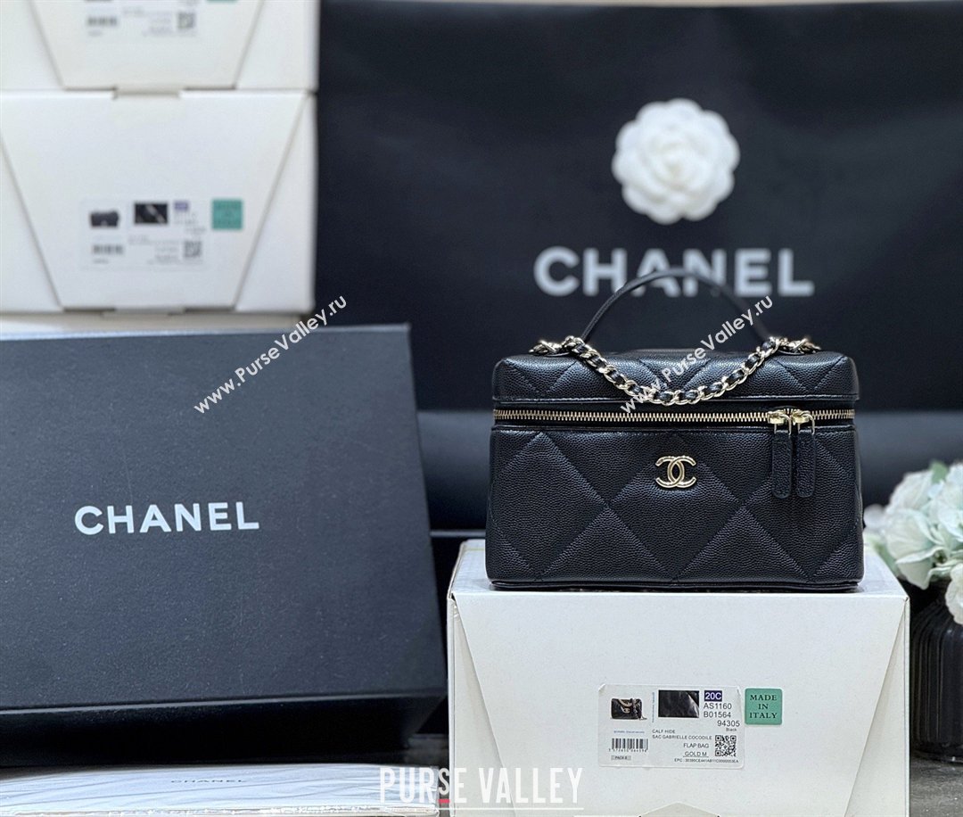 Chanel Grained Shiny Calfskin Vanity Case with Top Handle AP4936 Black 2026 Top Quality (SHUNY-26040815)