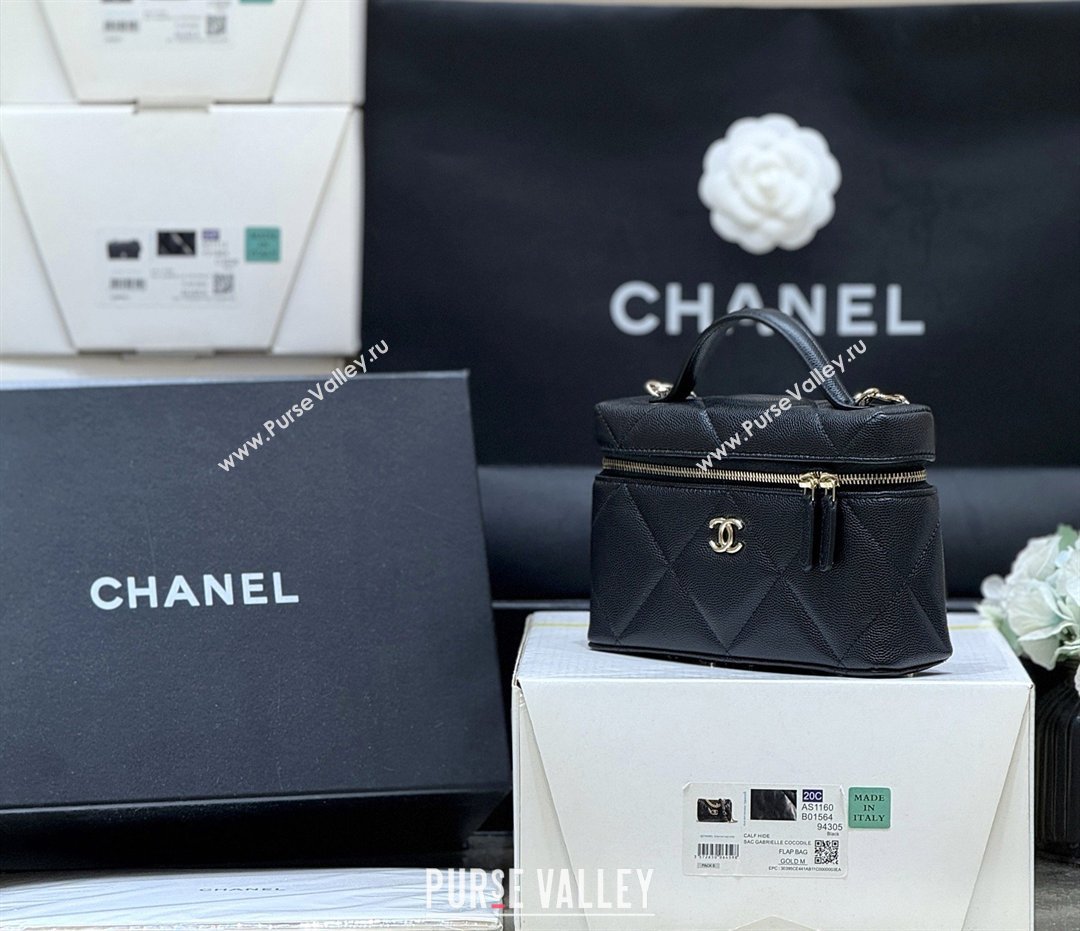 Chanel Grained Shiny Calfskin Vanity Case with Top Handle AP4936 Black 2026 Top Quality (SHUNY-26040815)