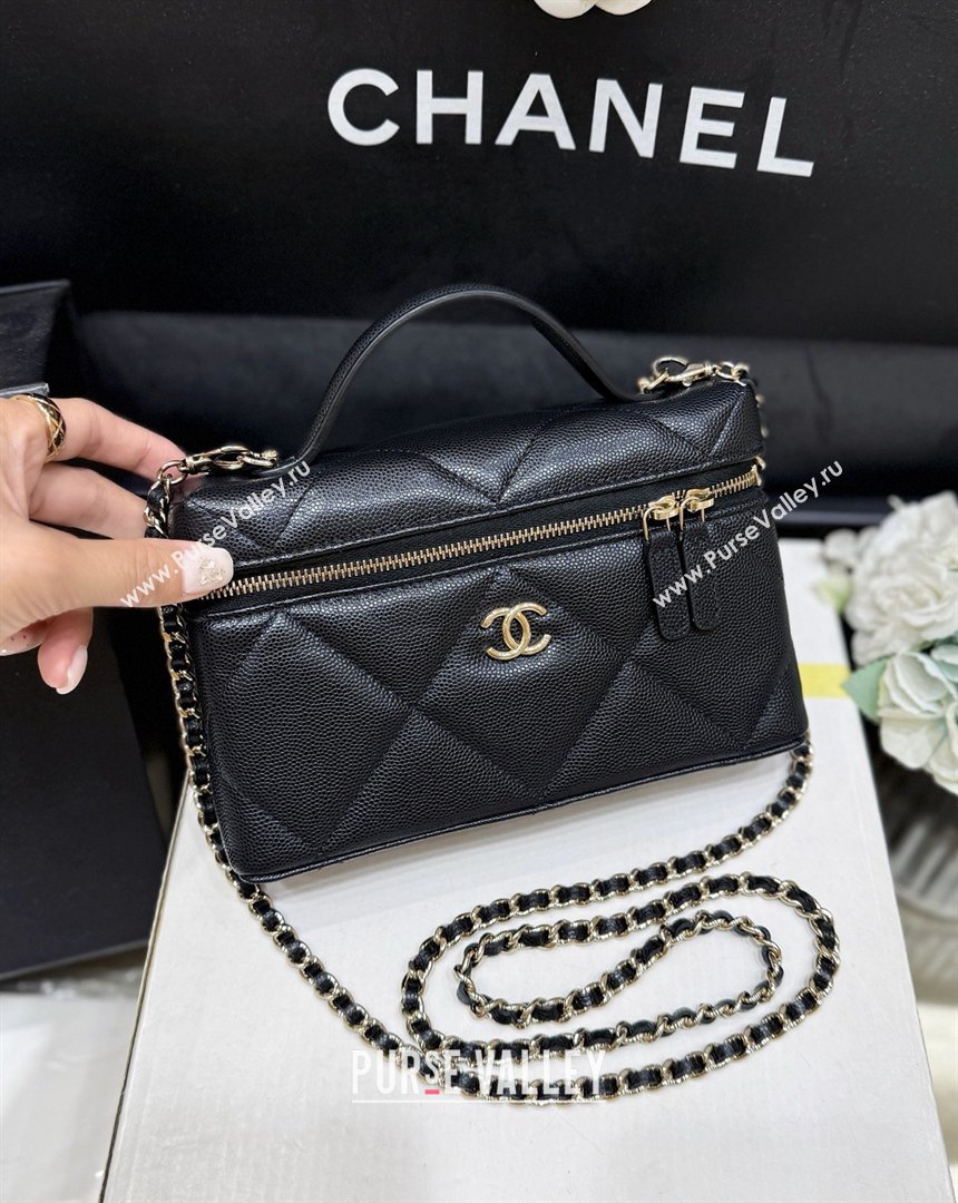 Chanel Grained Shiny Calfskin Vanity Case with Top Handle AP4936 Black 2026 Top Quality (SHUNY-26040815)
