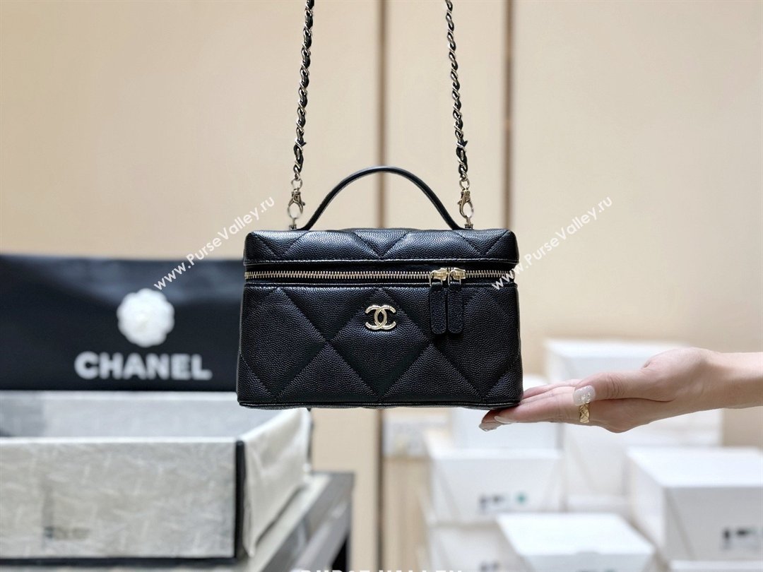Chanel Grained Shiny Calfskin Vanity Case with Top Handle AP4936 Black 2026 Top Quality (SHUNY-26040815)