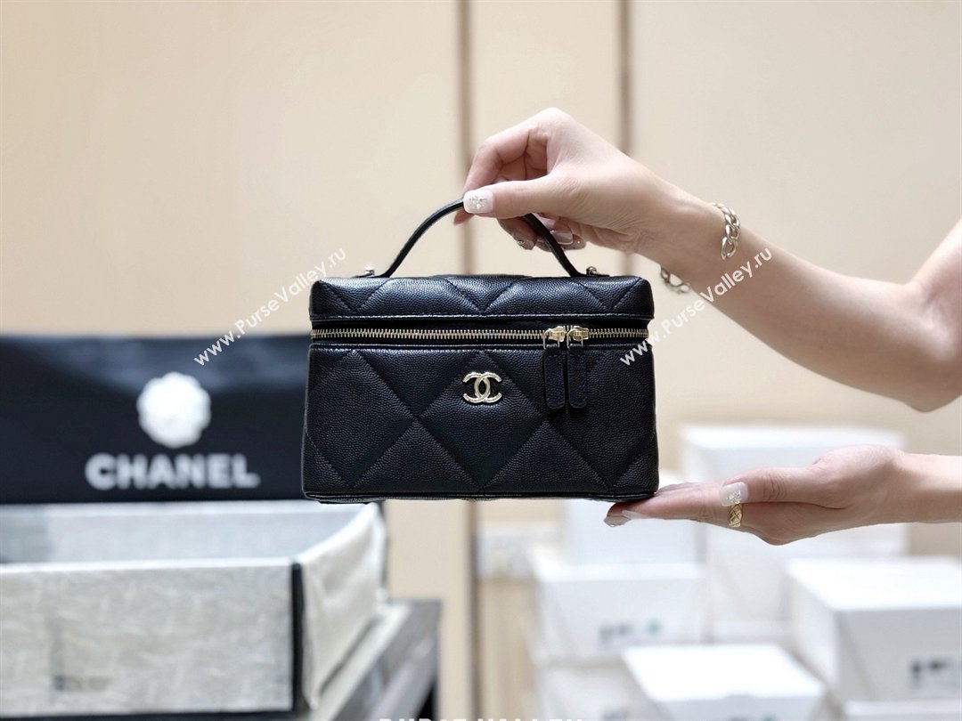 Chanel Grained Shiny Calfskin Vanity Case with Top Handle AP4936 Black 2026 Top Quality (SHUNY-26040815)