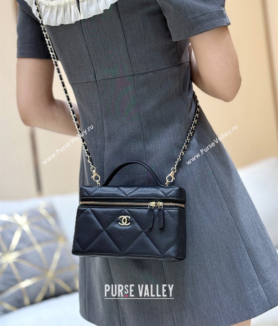 Chanel Grained Shiny Calfskin Vanity Case with Top Handle AP4936 Black 2026 Top Quality (SHUNY-26040815)