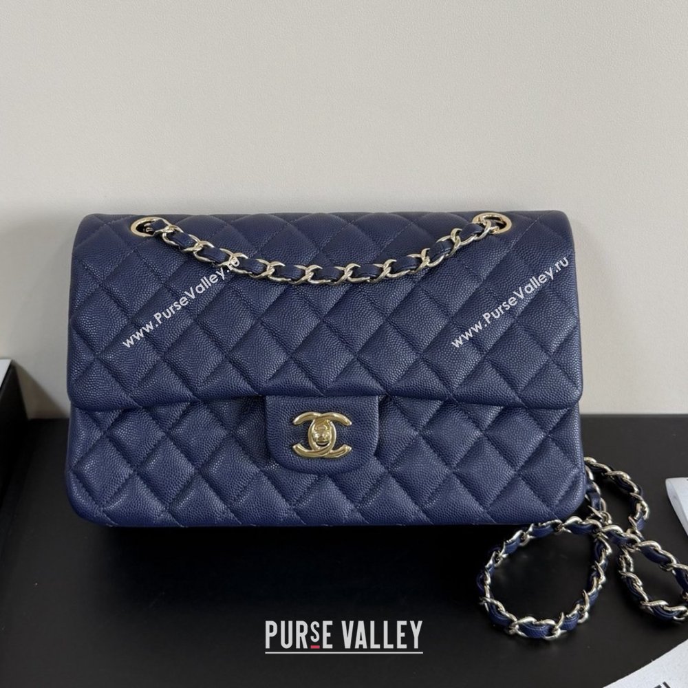 Chanel Grained Calfskin Medium Classic Flap Bag A01112 Deep Blue/Gold 2026 (YUND-26040817)