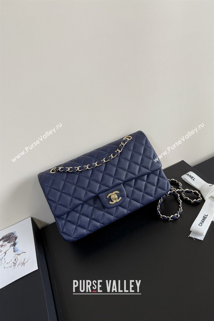 Chanel Grained Calfskin Medium Classic Flap Bag A01112 Deep Blue/Gold 2026 (YUND-26040817)