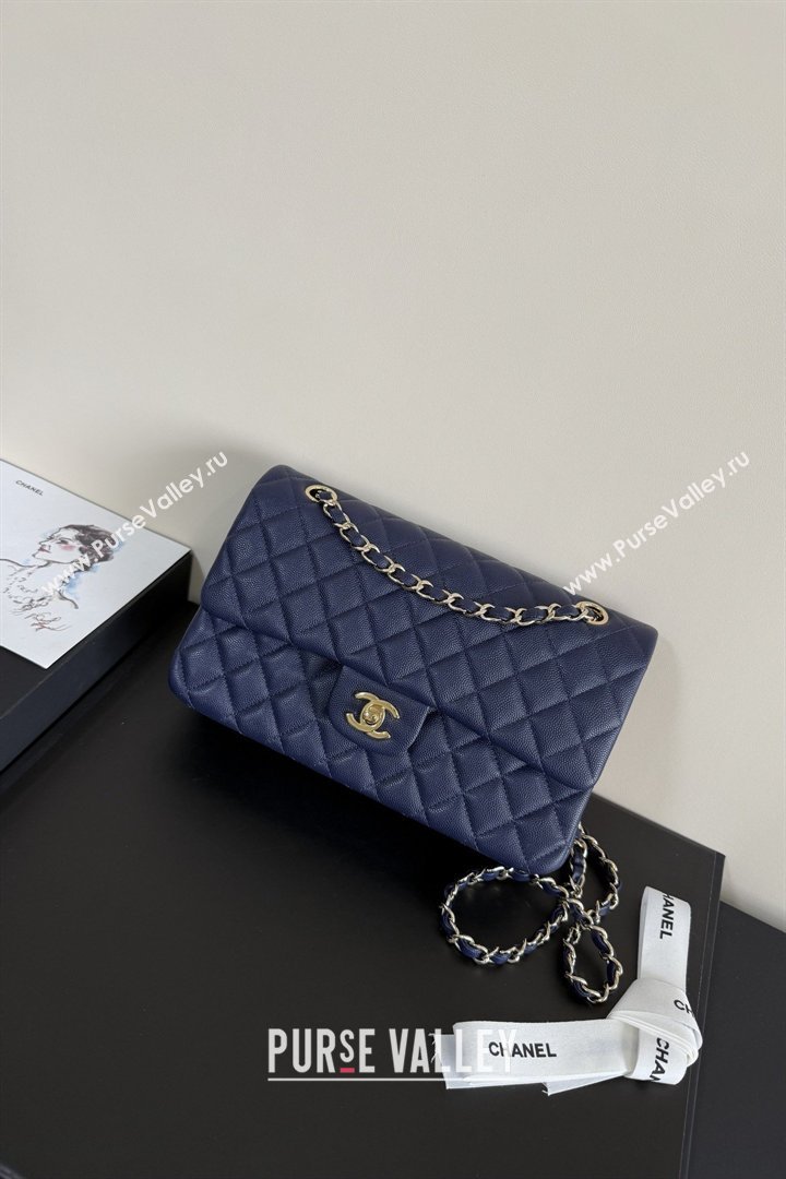 Chanel Grained Calfskin Medium Classic Flap Bag A01112 Deep Blue/Gold 2026 (YUND-26040817)