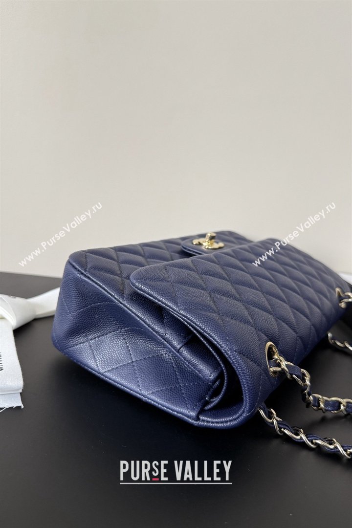 Chanel Grained Calfskin Medium Classic Flap Bag A01112 Deep Blue/Gold 2026 (YUND-26040817)