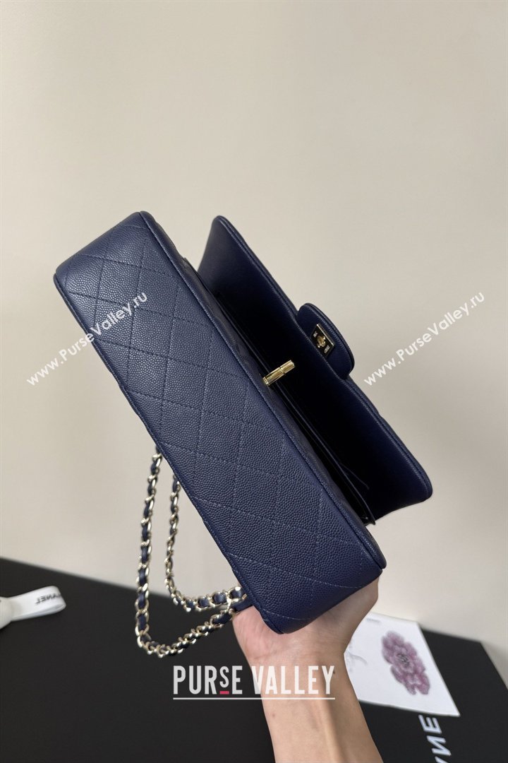 Chanel Grained Calfskin Medium Classic Flap Bag A01112 Deep Blue/Gold 2026 (YUND-26040817)