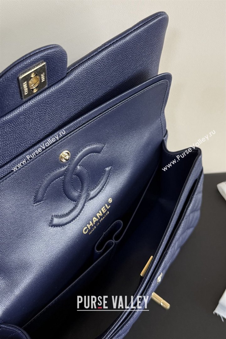 Chanel Grained Calfskin Medium Classic Flap Bag A01112 Deep Blue/Gold 2026 (YUND-26040817)