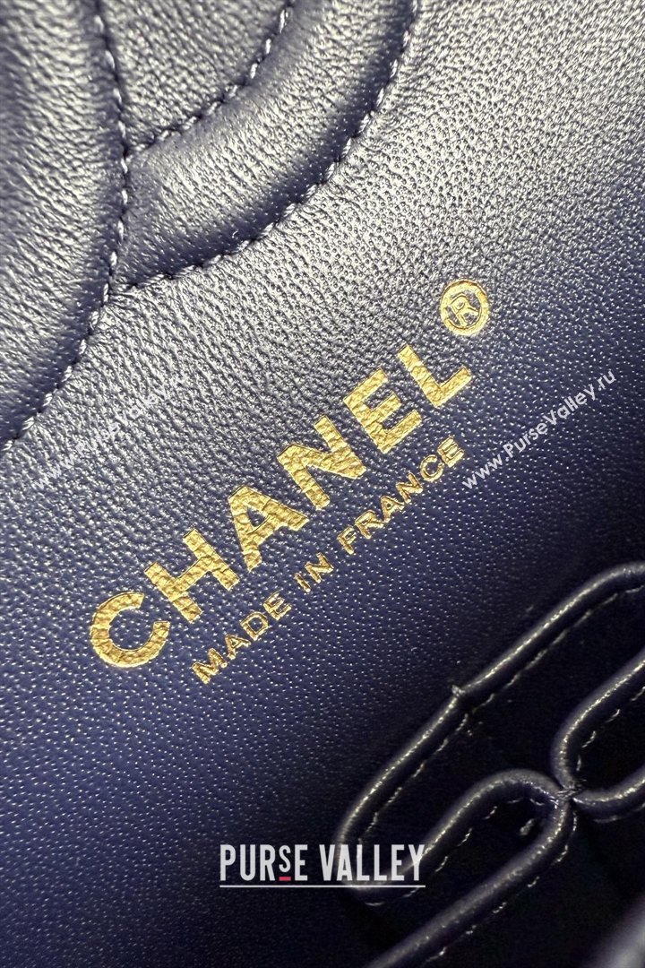 Chanel Grained Calfskin Medium Classic Flap Bag A01112 Deep Blue/Gold 2026 (YUND-26040817)