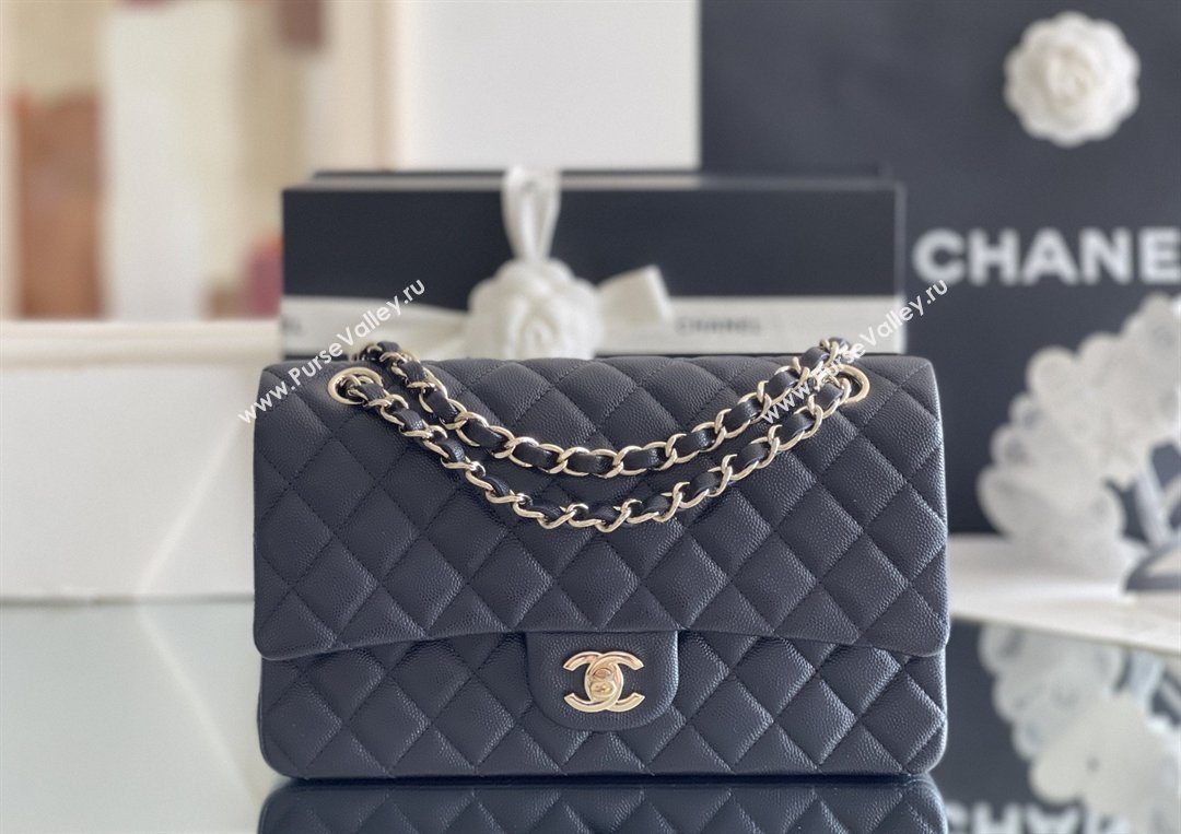 Chanel Grained Calfskin Medium Classic Flap Bag A01112 Deep Blue/Light Gold 2026 Original Quality (MHE-26040817)