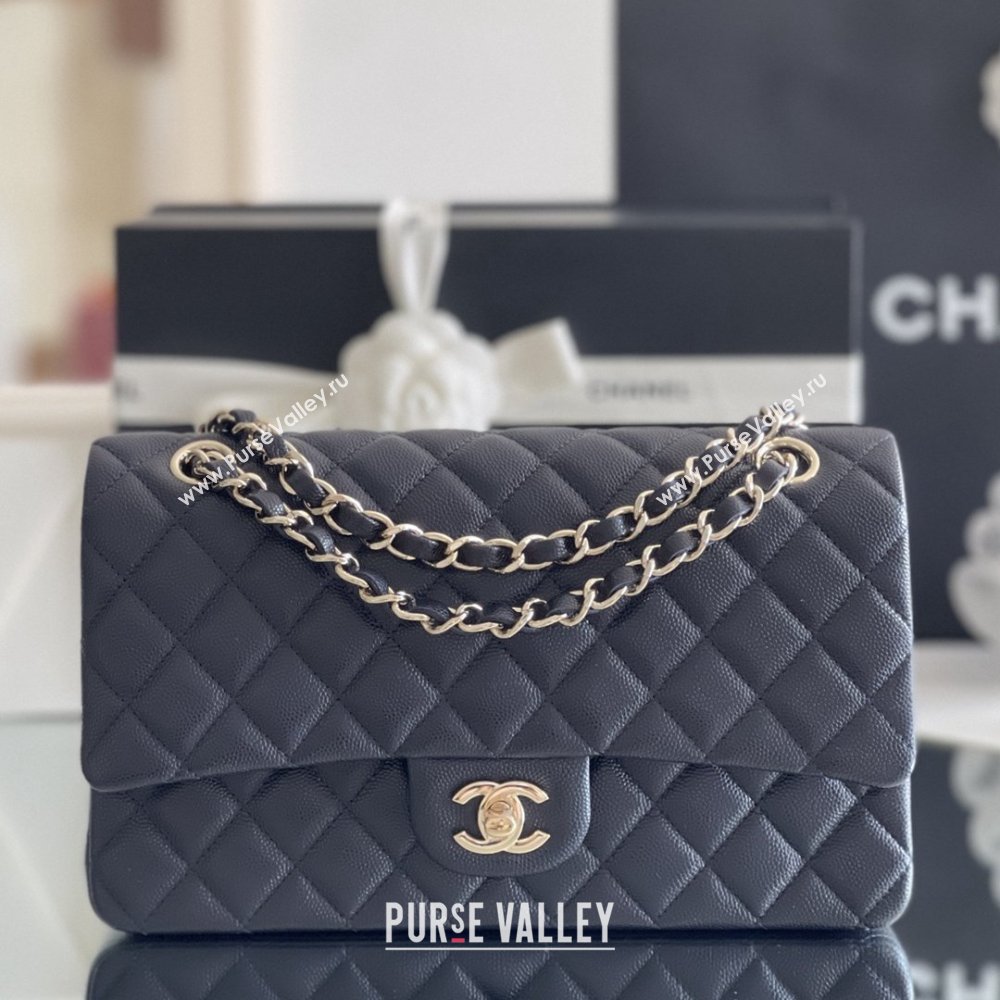 Chanel Grained Calfskin Medium Classic Flap Bag A01112 Deep Blue/Light Gold 2026 Original Quality (MHE-26040817)