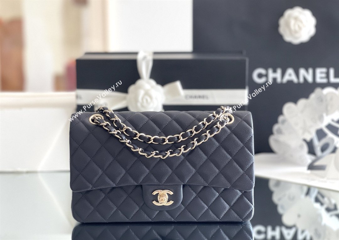 Chanel Grained Calfskin Medium Classic Flap Bag A01112 Deep Blue/Light Gold 2026 Original Quality (MHE-26040817)