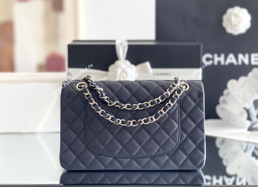 Chanel Grained Calfskin Medium Classic Flap Bag A01112 Deep Blue/Light Gold 2026 Original Quality (MHE-26040817)