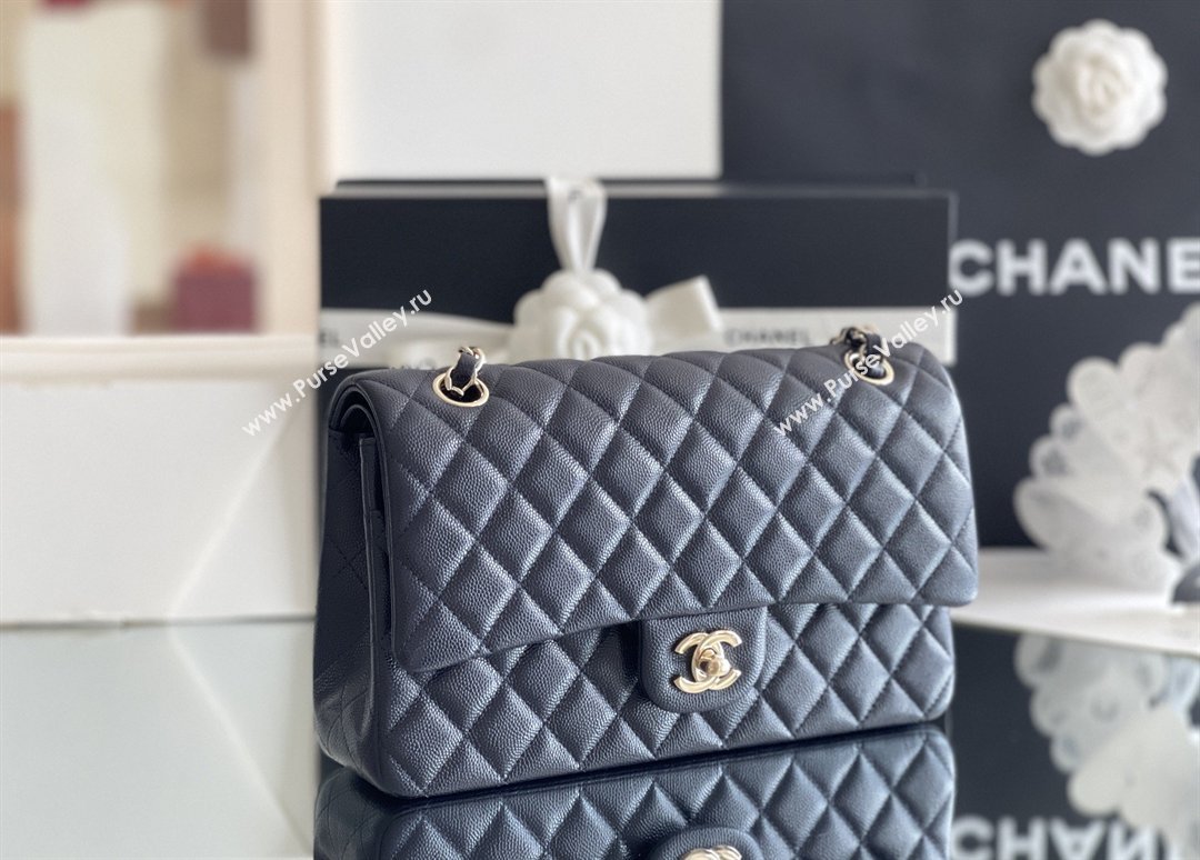 Chanel Grained Calfskin Medium Classic Flap Bag A01112 Deep Blue/Light Gold 2026 Original Quality (MHE-26040817)