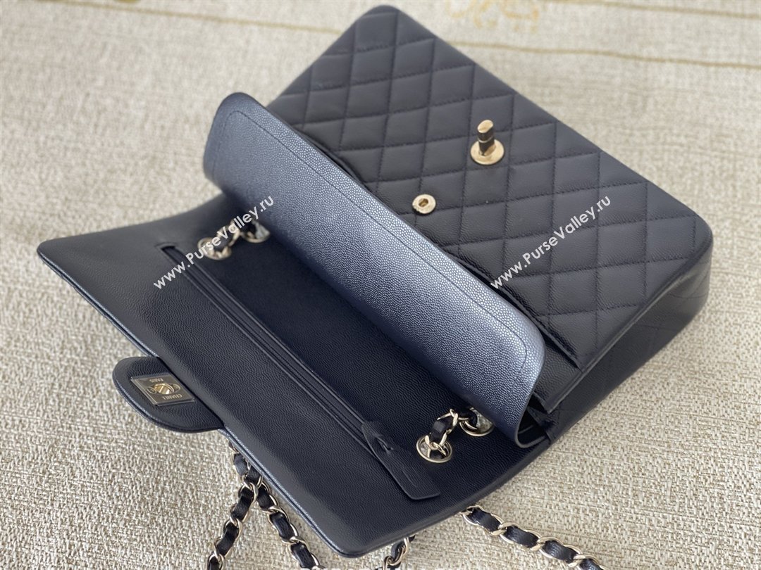Chanel Grained Calfskin Medium Classic Flap Bag A01112 Deep Blue/Light Gold 2026 Original Quality (MHE-26040817)