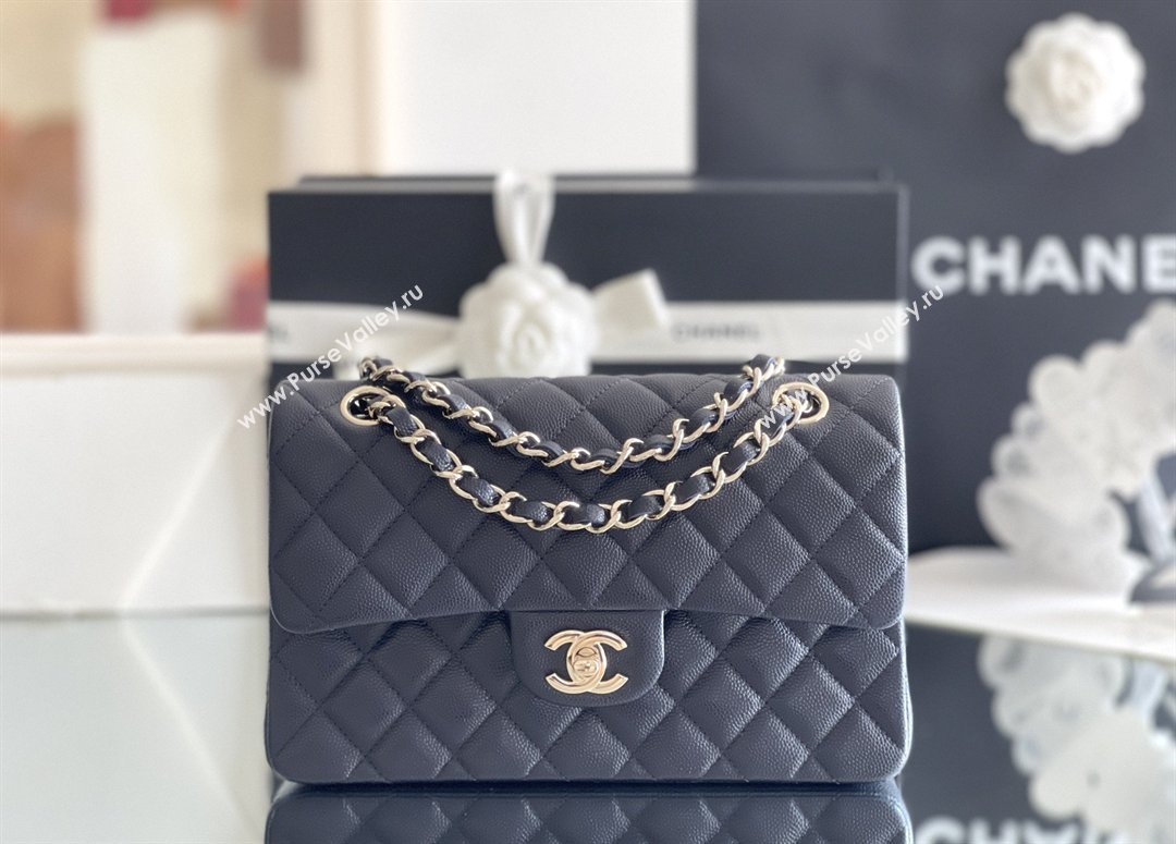 Chanel Grained Calfskin Small Classic Flap Bag A01116 Deep Blue/Light Gold 2026 Original Quality (MHE-26040818)