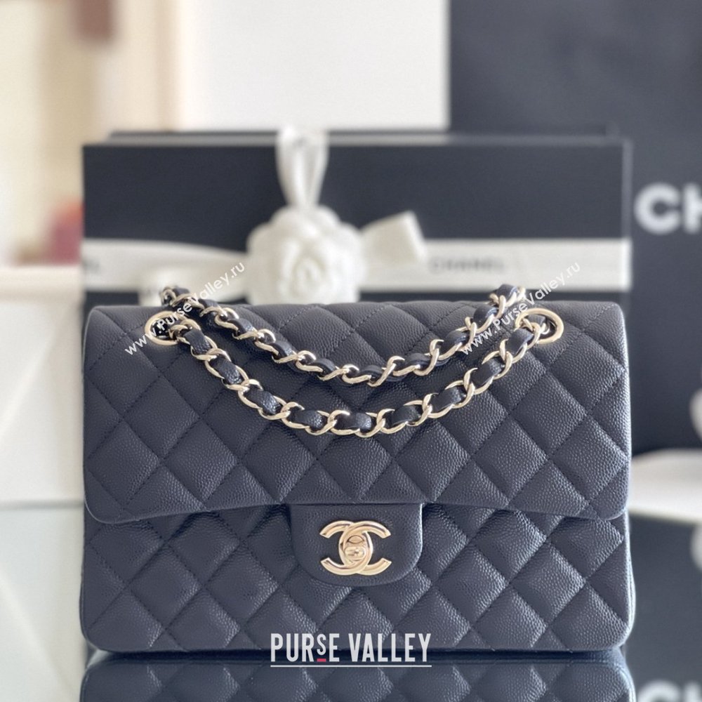Chanel Grained Calfskin Small Classic Flap Bag A01116 Deep Blue/Light Gold 2026 Original Quality (MHE-26040818)