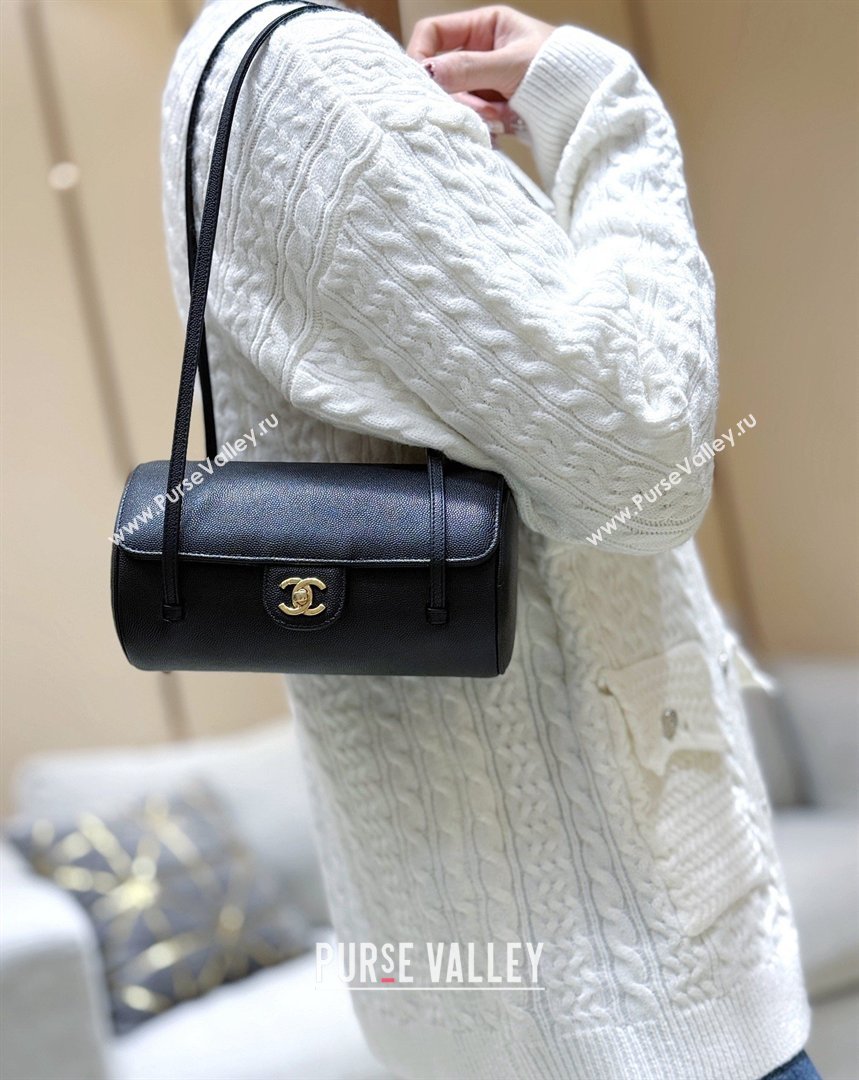 Chanel Small Bowling Bag in Grained Shiny Calfskin AS6143 Black 2026 Top Quality (SHUNY-26040824)