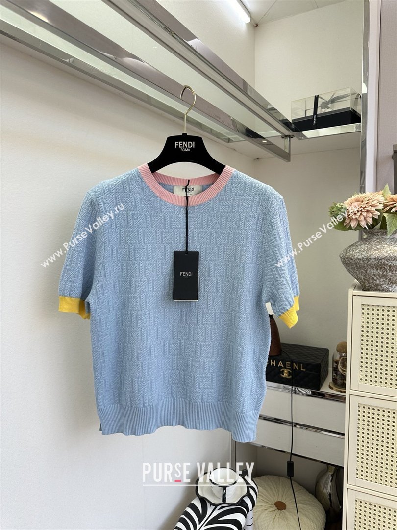 Fendi Knit FF T-shirt F041125 Blue 2026 (Q-26041125)