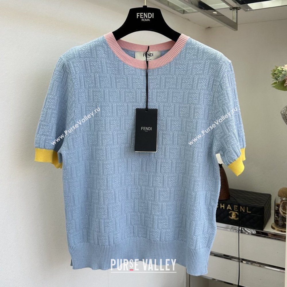 Fendi Knit FF T-shirt F041125 Blue 2026 (Q-26041125)