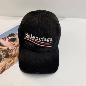 Balenciaga Distress Baseball Hat Black 2021 (MAO-21092971)
