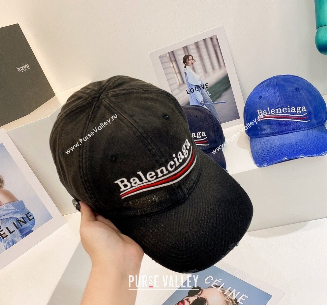 Balenciaga Distress Baseball Hat Black 2021 (MAO-21092971)