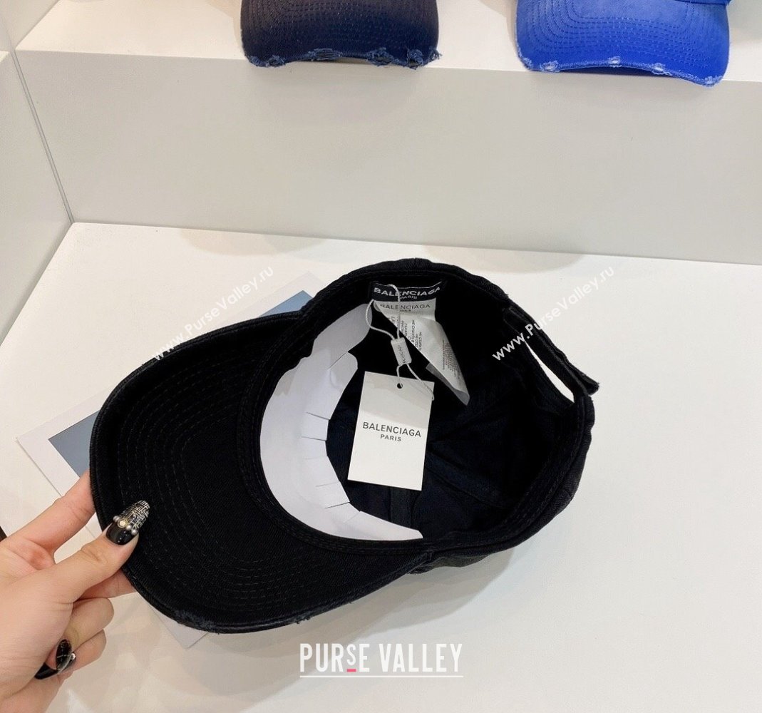 Balenciaga Distress Baseball Hat Black 2021 (MAO-21092971)