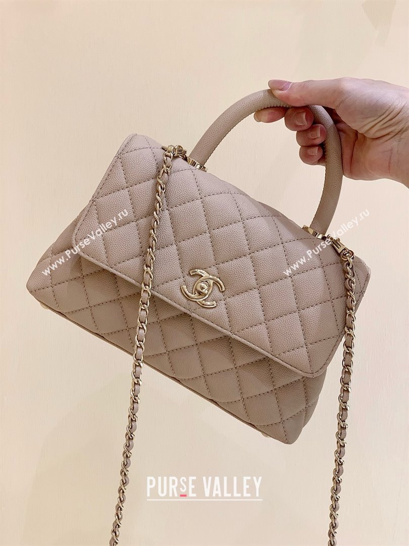 Chanel Small Flap Bag with Top Handle in Grained Calfskin A92990 Nude Pink 2025 Top Quality (SHUNY-25021102)
