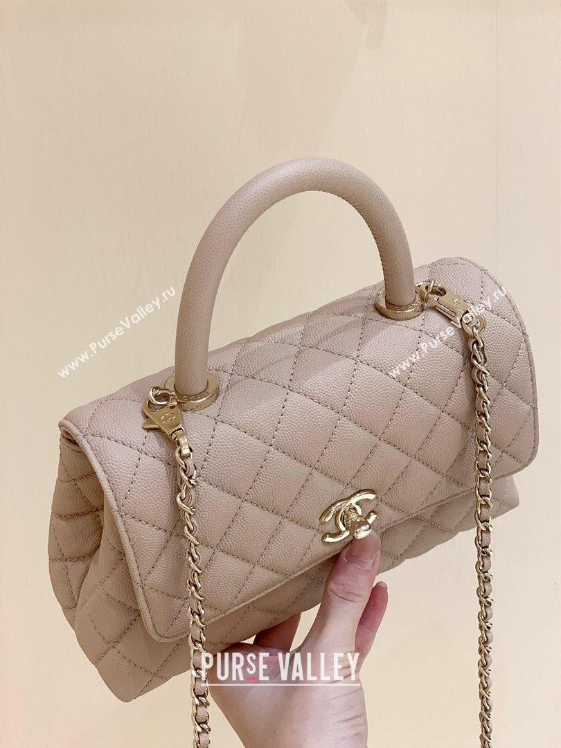 Chanel Small Flap Bag with Top Handle in Grained Calfskin A92990 Nude Pink 2025 Top Quality (SHUNY-25021102)