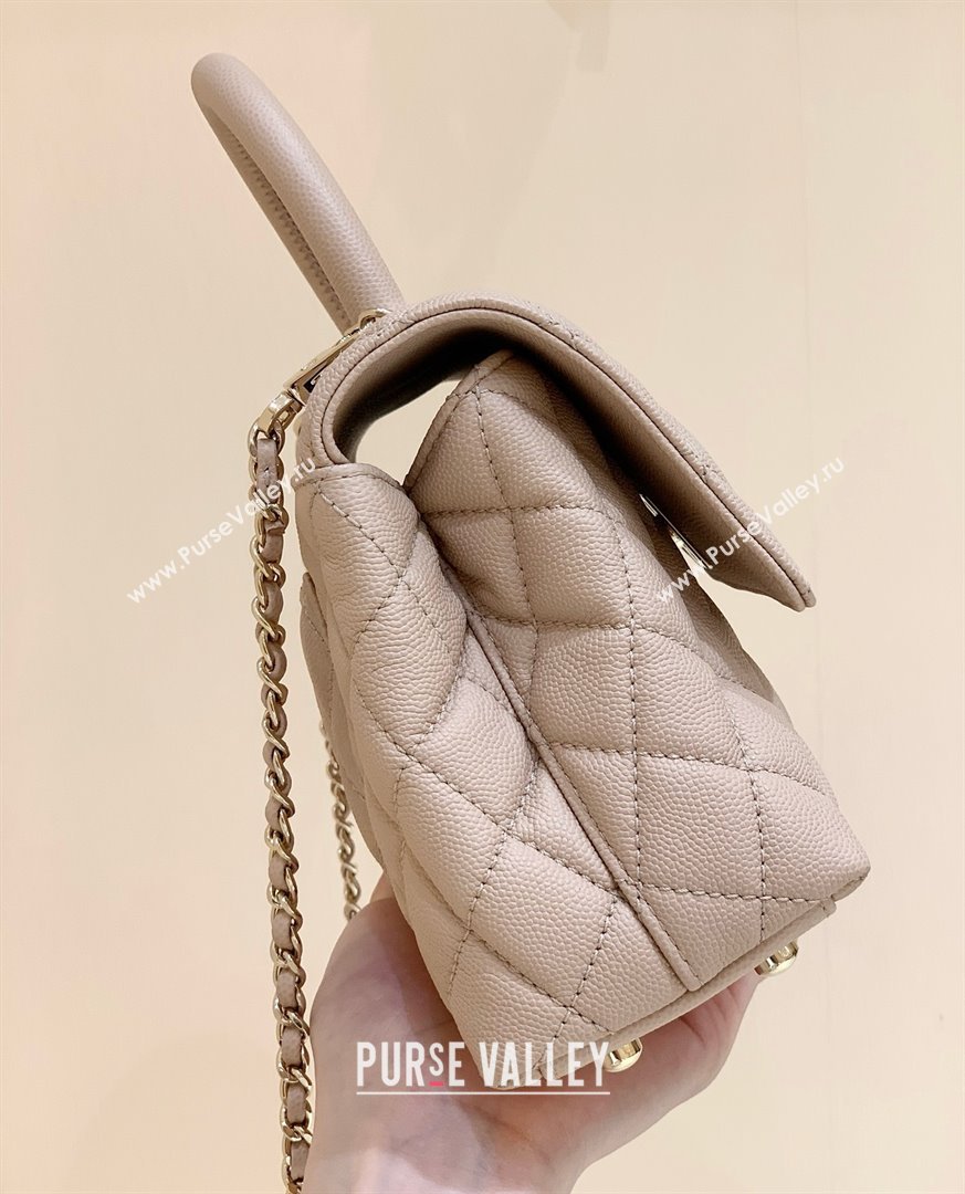 Chanel Small Flap Bag with Top Handle in Grained Calfskin A92990 Nude Pink 2025 Top Quality (SHUNY-25021102)