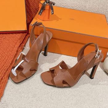 Hermes Holy 105 Sandal in Lizard Pattern Calfskin Brown 2025 (MD-25030801)