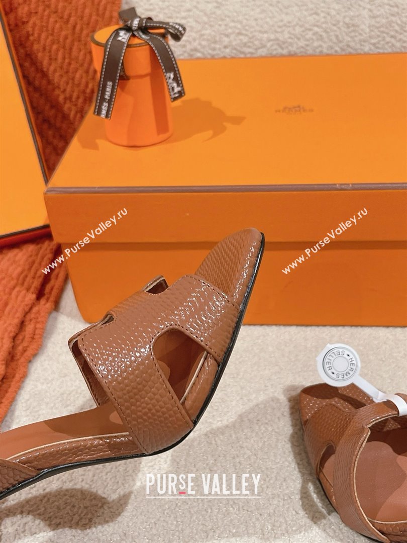 Hermes Holy 105 Sandal in Lizard Pattern Calfskin Brown 2025 (MD-25030801)