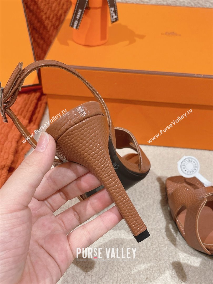 Hermes Holy 105 Sandal in Lizard Pattern Calfskin Brown 2025 (MD-25030801)