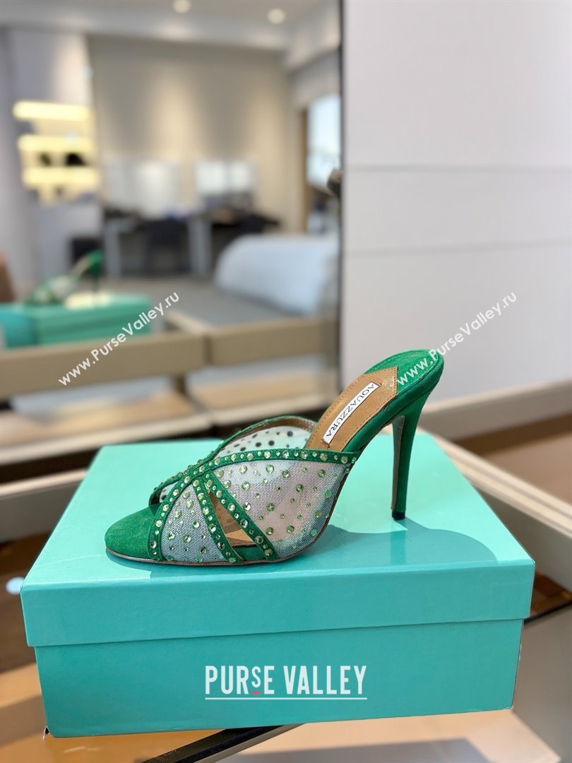 Aquazzura Crystals Slide Sandals 105MM A031422 Green 2025 (MD-25031422)