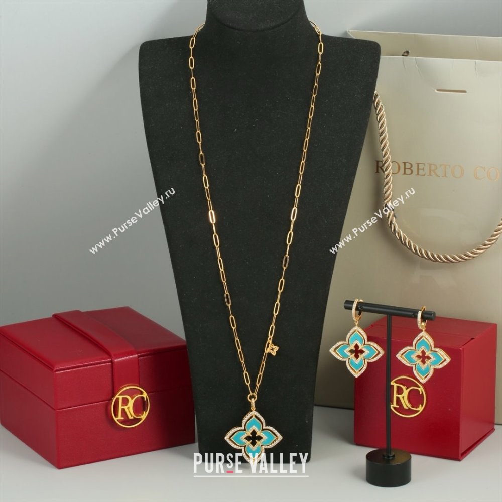 Roberto Coin Earrings/Necklace R031211 Gold/Cyan 2025 (YF-25031211)